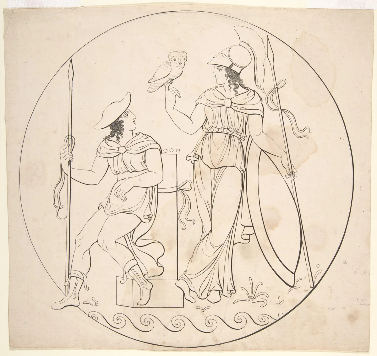 Hermes and Athena (?) by anonymous, print, 1750-1850