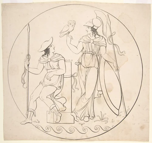 Hermes and Athena (?) by anonymous, print, 1750-1850