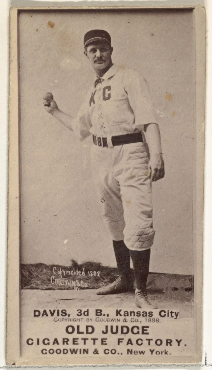 James J. "Jumbo" Davis, 3rd Base, Kansas City Cowboys, from the Old Judge series (N172) for Old Judge Cigarettes by Goodwin & Company, photograph, 1888