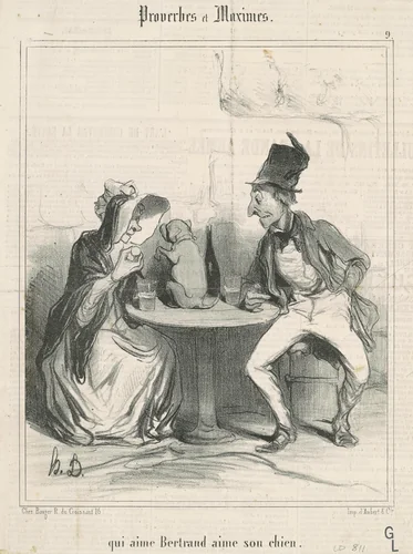 Qui aime Bertrand aime son chien by Honoré Daumier, print, 1840