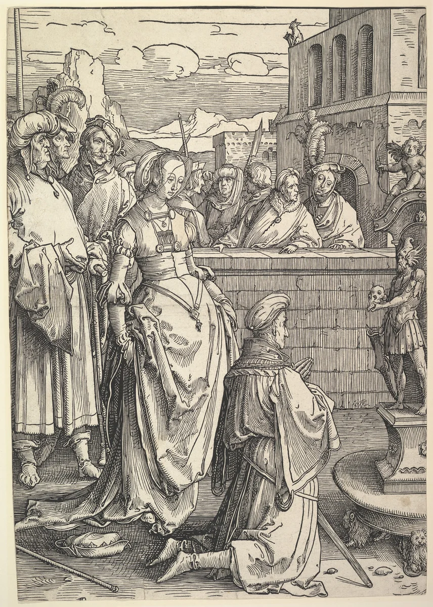 Solomon Worshiping an Idol by Lucas van Leyden, print, 1509-1519