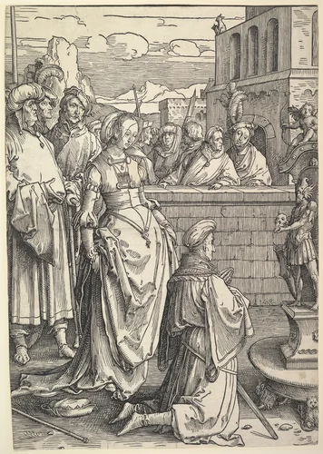 Solomon Worshiping an Idol by Lucas van Leyden, print, 1509-1519