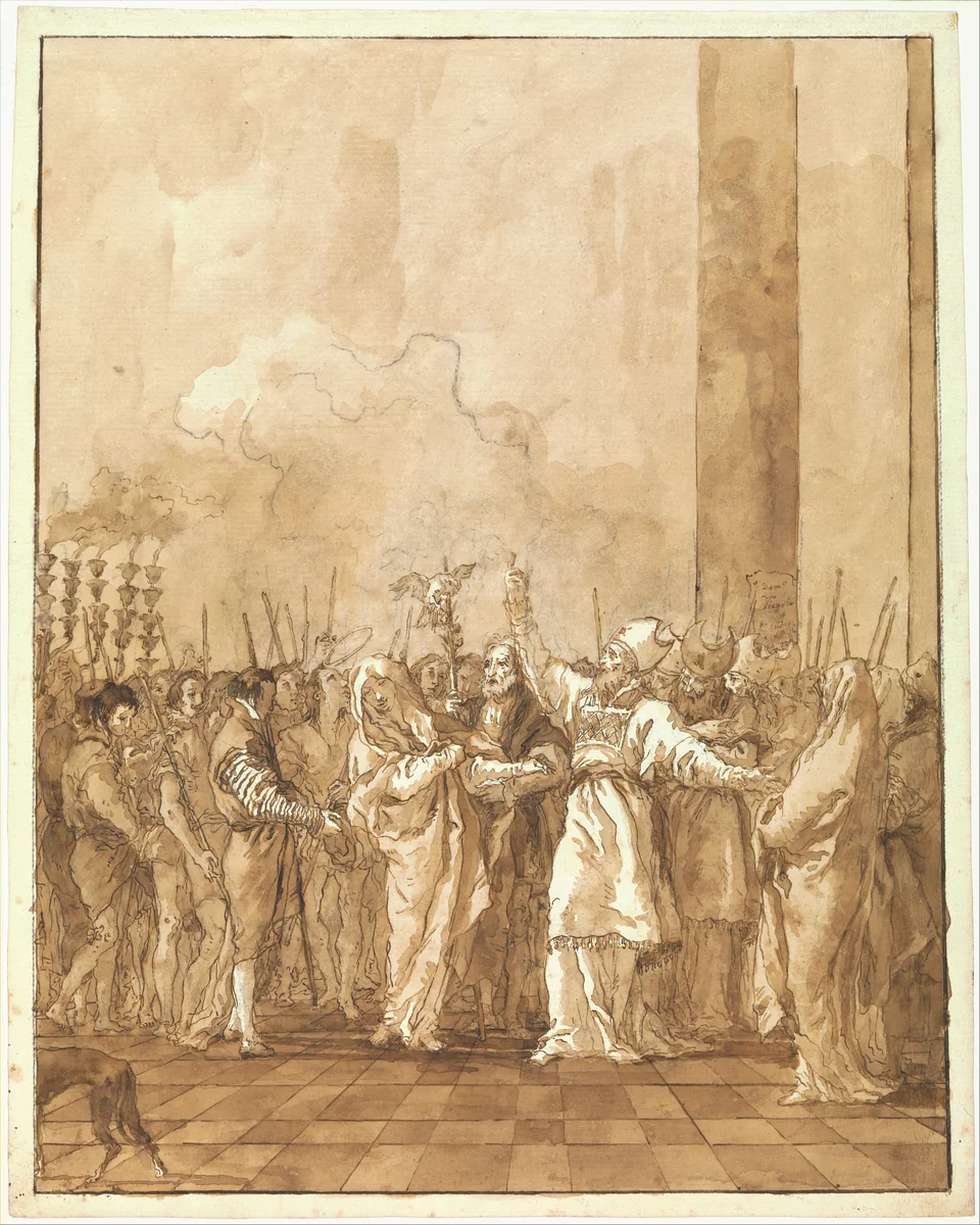 The Betrothal of the Virgin by Giovanni Domenico Tiepolo, drawing, 1767-1773