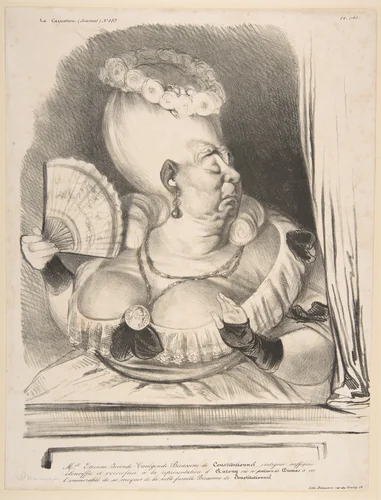 Mlle. Etienne-Joconde-Cunégonde-Bécassin de Constitutionnel... by Honoré Daumier, print, 1834