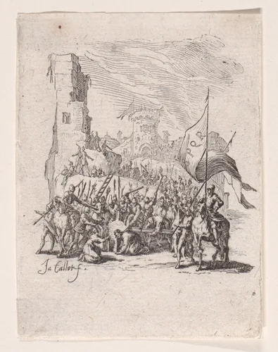 Le Portement de Croix (Jesus Carrying the Cross), from "La Petite Passion" (The Little Passion) by Jacques Callot, print, 1624-1625