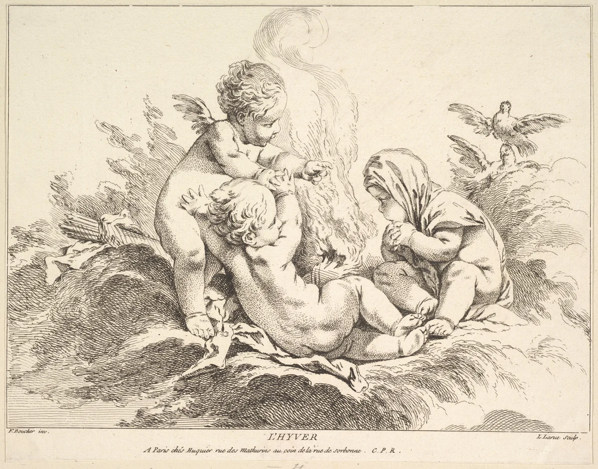 Winter by Louis Félix de La Rue, print, 1731-1765