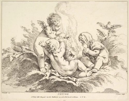 Winter by Louis Félix de La Rue, print, 1731-1765