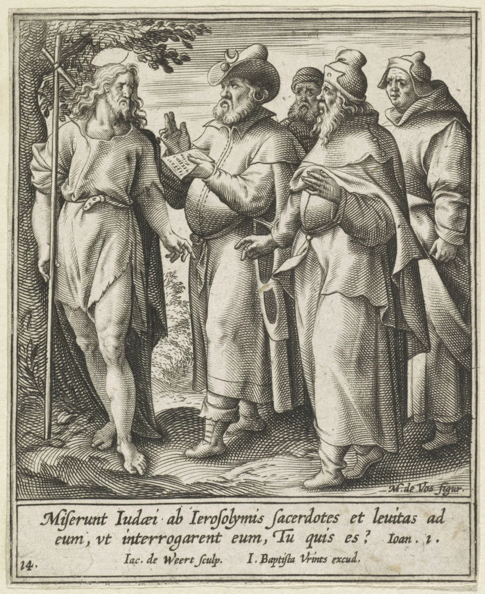 Ondervraging van Johannes de Doper by Unknown, print, 1580-1600