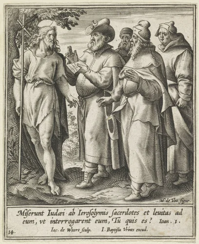 Ondervraging van Johannes de Doper by Unknown, print, 1580-1600