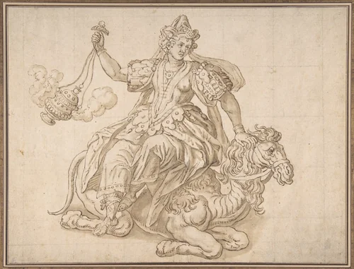 Allegory of Asia, from "The Four Continents" by anonymous, drawing, 1500-1600