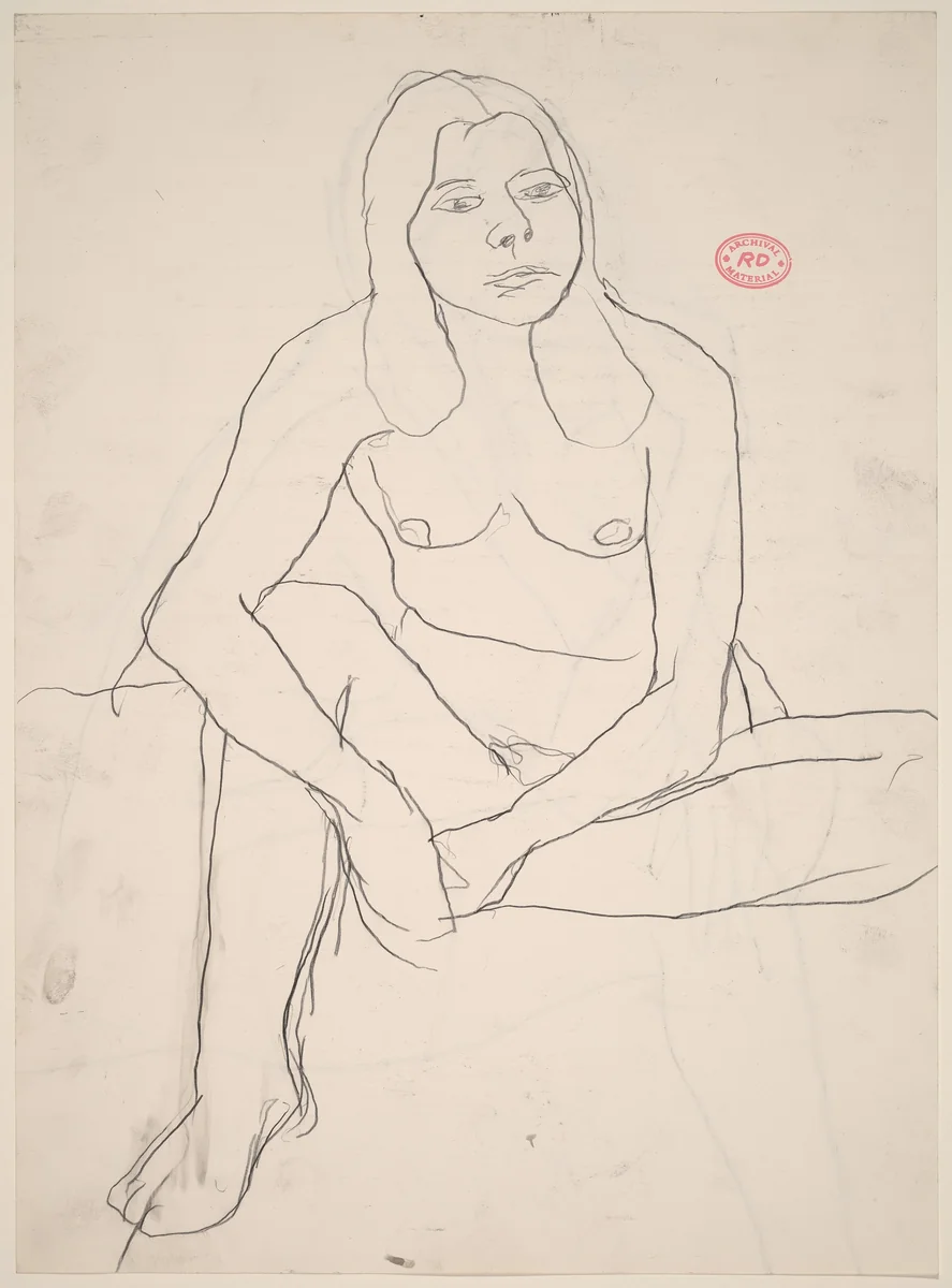 Untitled [seated female nude with clasped hands] [recto/verso] by Richard Diebenkorn, drawing, 1955-1967