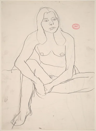 Untitled [seated female nude with clasped hands] [recto/verso] by Richard Diebenkorn, drawing, 1955-1967