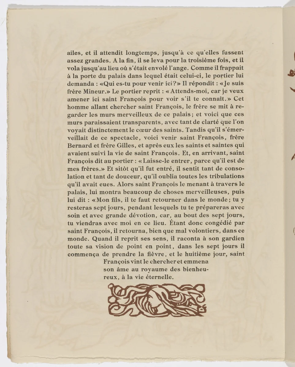 Tailpiece (page 166) from Les Petites Fleurs de St. François (The Little Flowers of St. Francis) by Émile Bernard, illustrated book, 1928