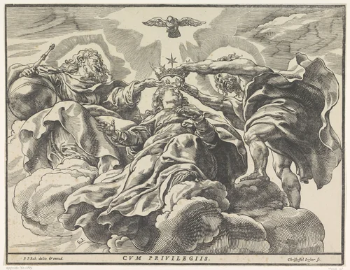 Kroning van Maria by Unknown, print, 1587-1640