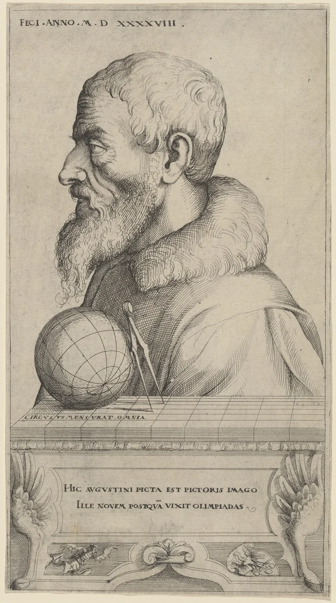 Self-Portrait by Augustin Hirschvogel, print, 1548