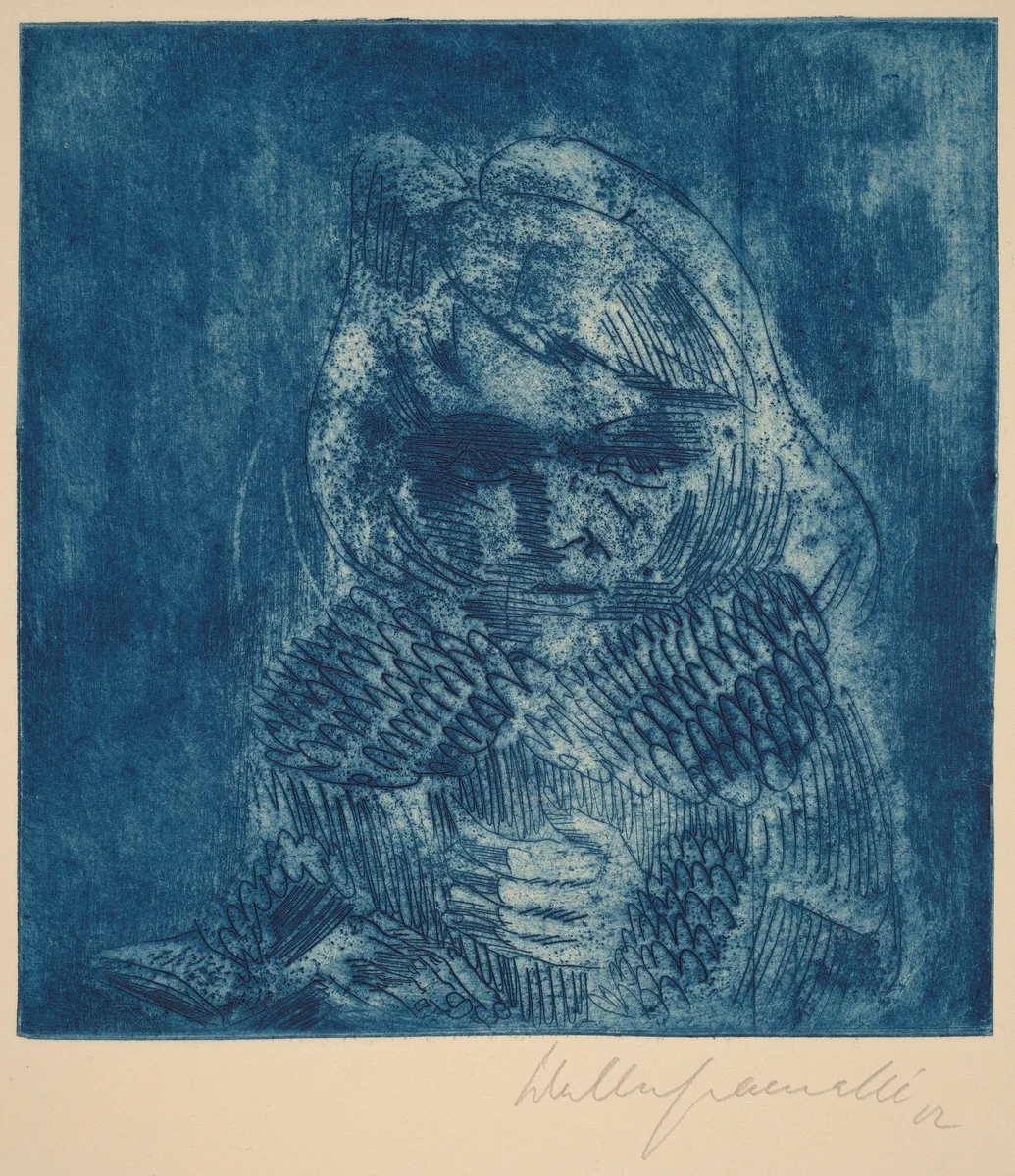 Bird Girl, Sonia Gramatté (Vogelmädchen, Sonia Gramatté) by Walter Gramatté, print, 1922