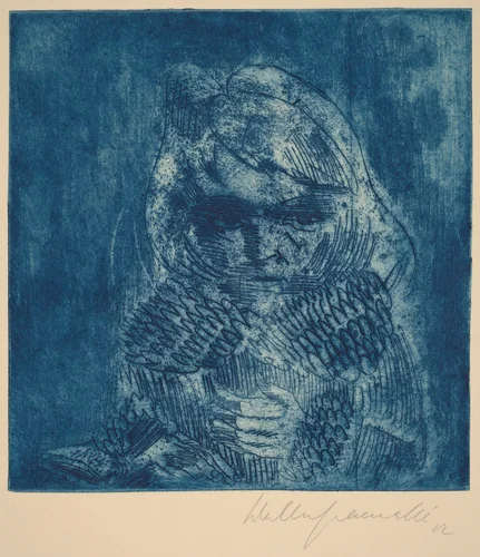 Bird Girl, Sonia Gramatté (Vogelmädchen, Sonia Gramatté) by Walter Gramatté, print, 1922