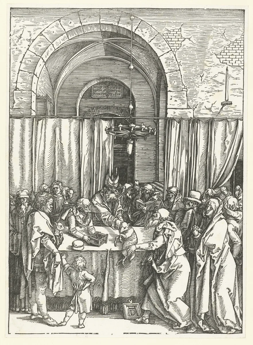 Het offer van Joachim wordt geweigerd by Unknown, print, 1502-1506