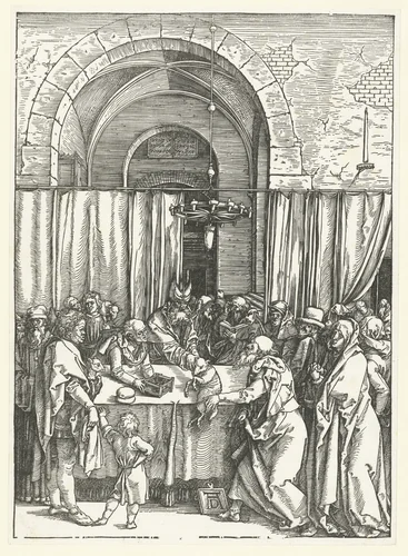 Het offer van Joachim wordt geweigerd by Unknown, print, 1502-1506