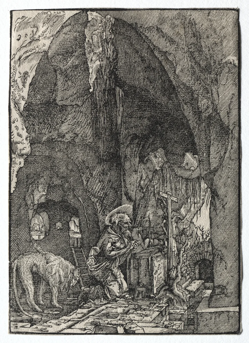 St. Jerome in the Cave by Albrecht Altdorfer, print, 1513-1515