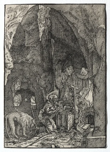St. Jerome in the Cave by Albrecht Altdorfer, print, 1513-1515