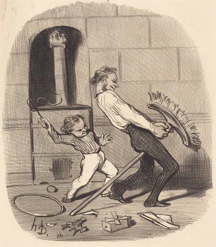 Leçon d'équitation, haute école by Honoré Daumier, print, 1846