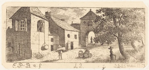 The Farmyard by Emmanuel Phélippes-Beaulieu, print, 1859