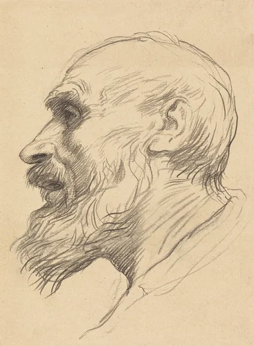 Head of an Old Man by Alphonse Legros, print, 1837-1911