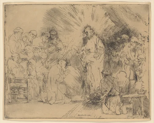 Christ Appearing to the Apostles by Rembrandt van Rijn, print, 1656