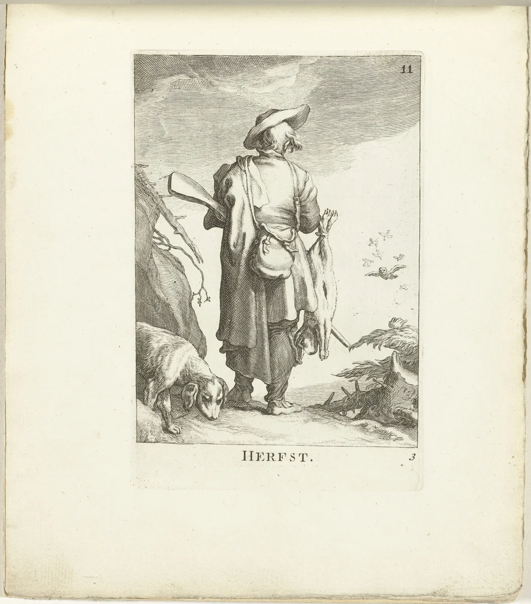 Herfst by Frederick Bloemaert, print, 1700-1800