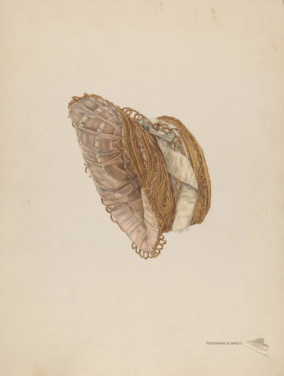 Straw Bonnet by Ferdinand Badin, index of american design, 1939