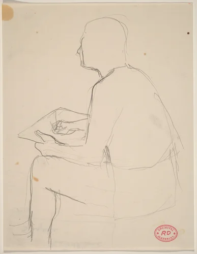 Untitled [side view of man seated and sketching] by Richard Diebenkorn, drawing, 1955-1967