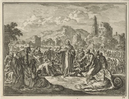 Christus geneest zieken in Galilea by Jan Luyken, print, 1712