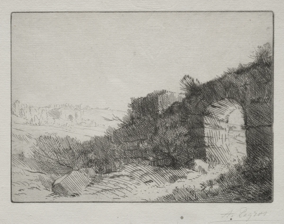 Roman Ruins by Alphonse Legros, print, 1857-1911