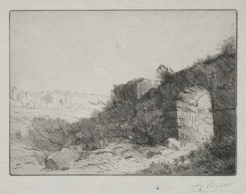 Roman Ruins by Alphonse Legros, print, 1857-1911