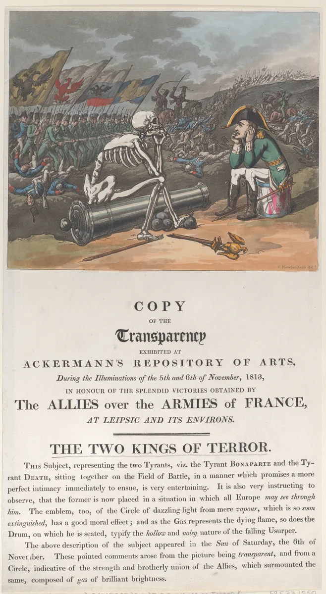 The Two Kings of Terror by Thomas Rowlandson, print, 1813