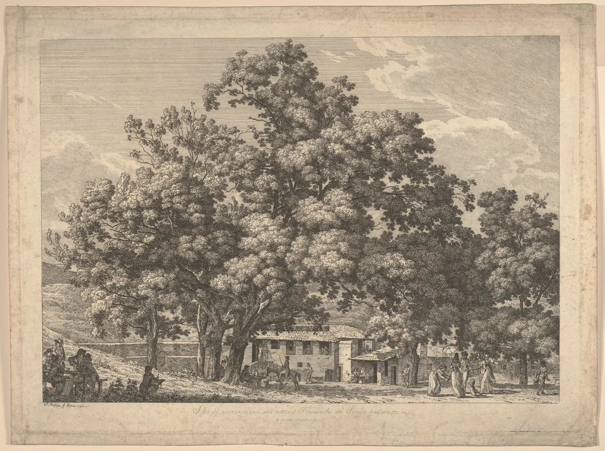 A Tavern at Monte Testaccio by Jacob Wilhelm Mechau, print, 1793
