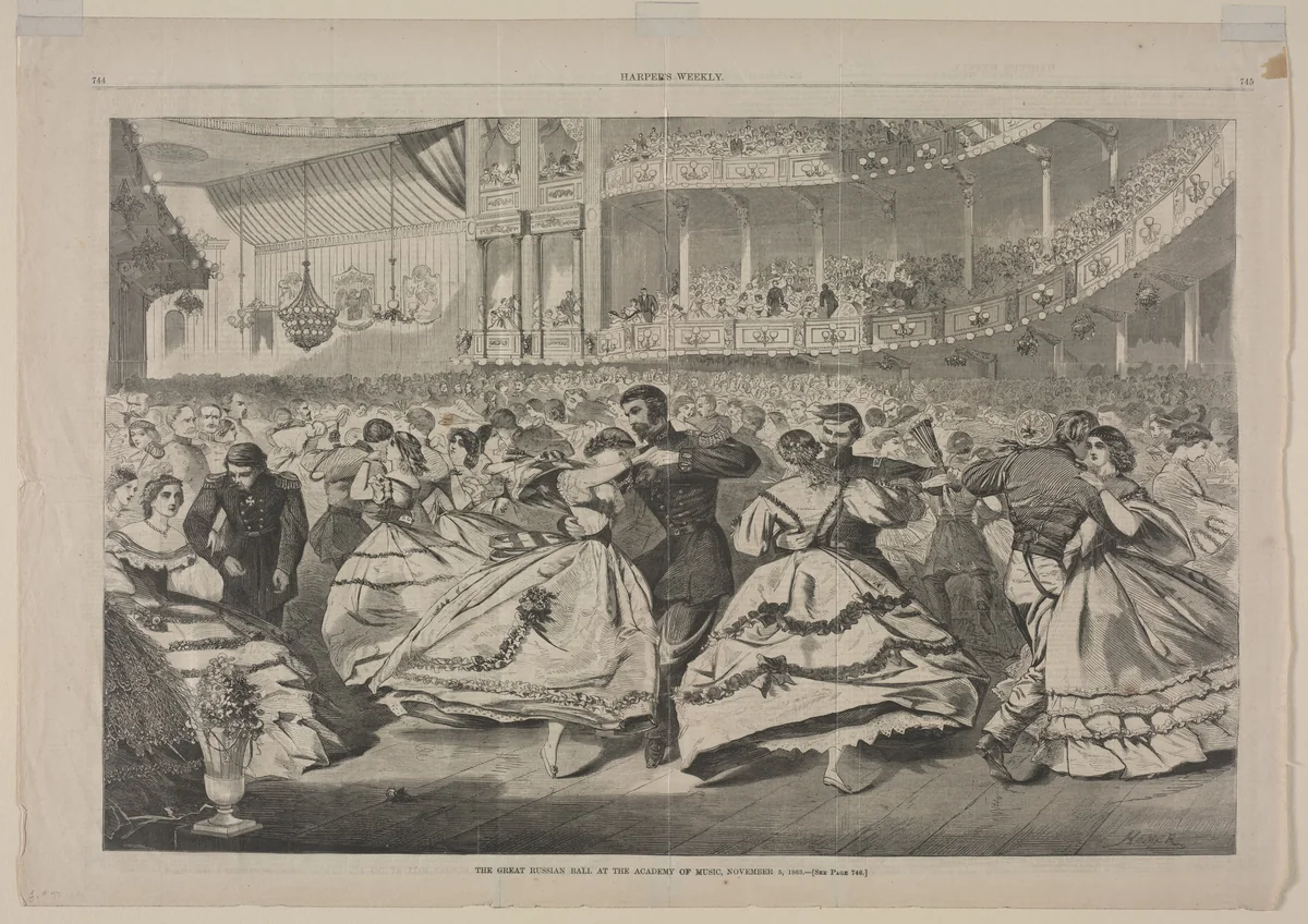 The Great Russian Ball at the Academy of Music, November 5, 1863 by Winslow Homer, print, 1863