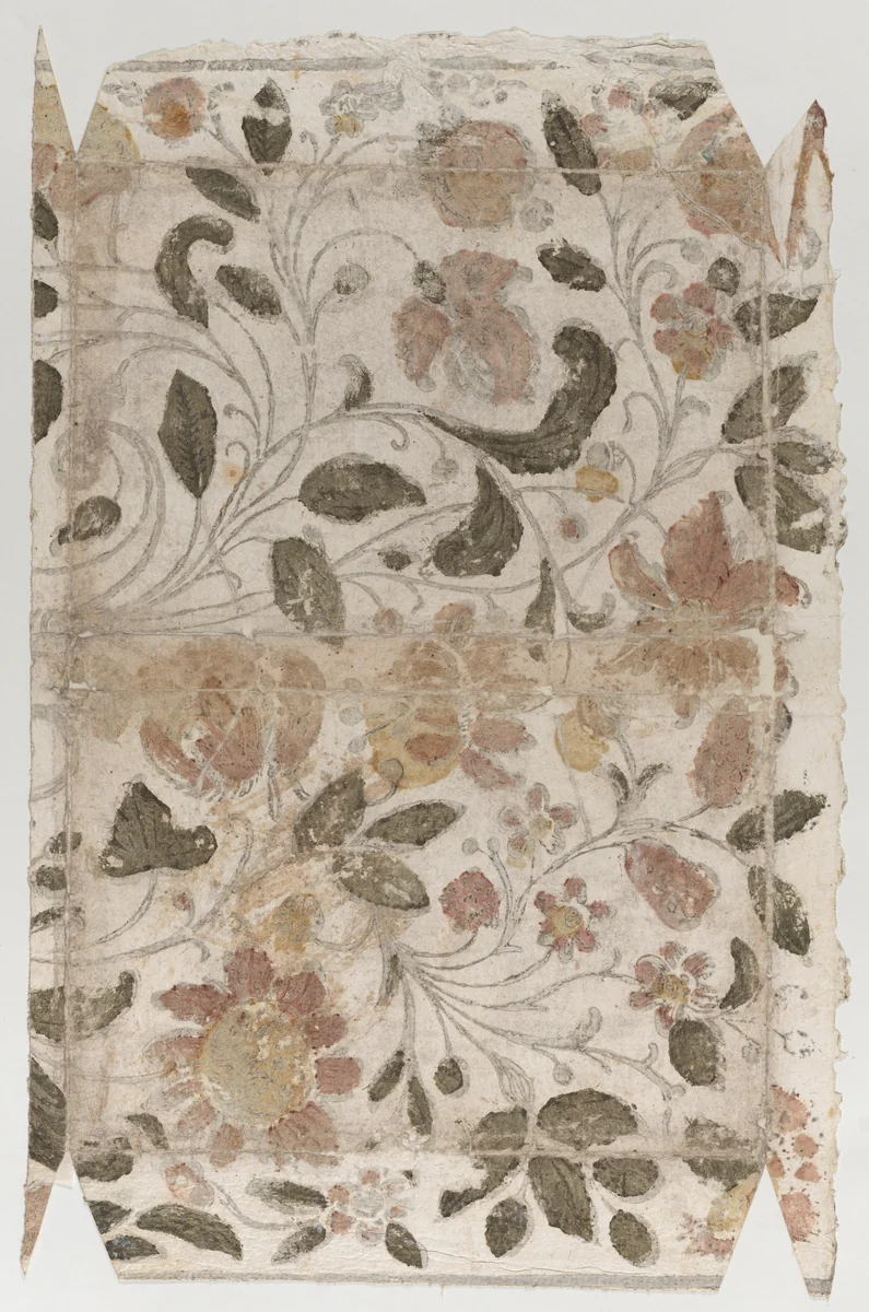 Book cover with overall floral pattern by anonymous, print, 1700-1800