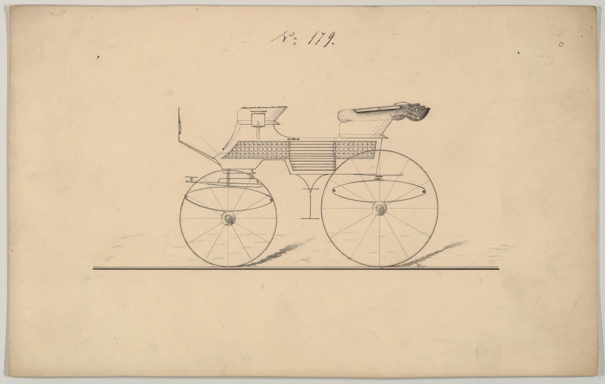 Design for Phaeton, no. 179 by Brewster & Co., drawing, 1850-1875