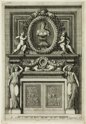 Chimneys in the Italian Manner by Jean Le Pautre, print, 1660-1670