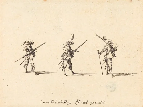Drill with the Musket by Jacques Callot, print, 1634-1635