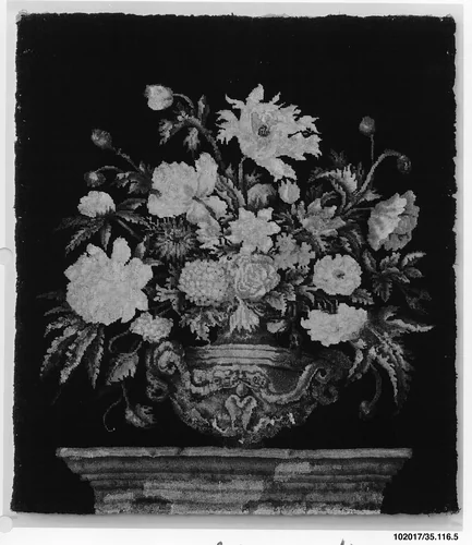 Flowers in a silver vase by Savonnerie Manufactory, textile, 1685-1715