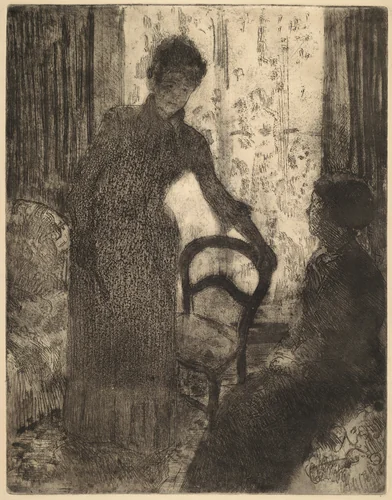 The Visitor by Mary Cassatt, print, 1875-1885