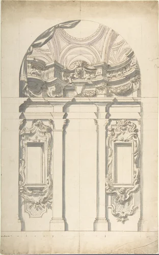 Two alternate Design for a wall elevation by anonymous, drawing, 1700-1780