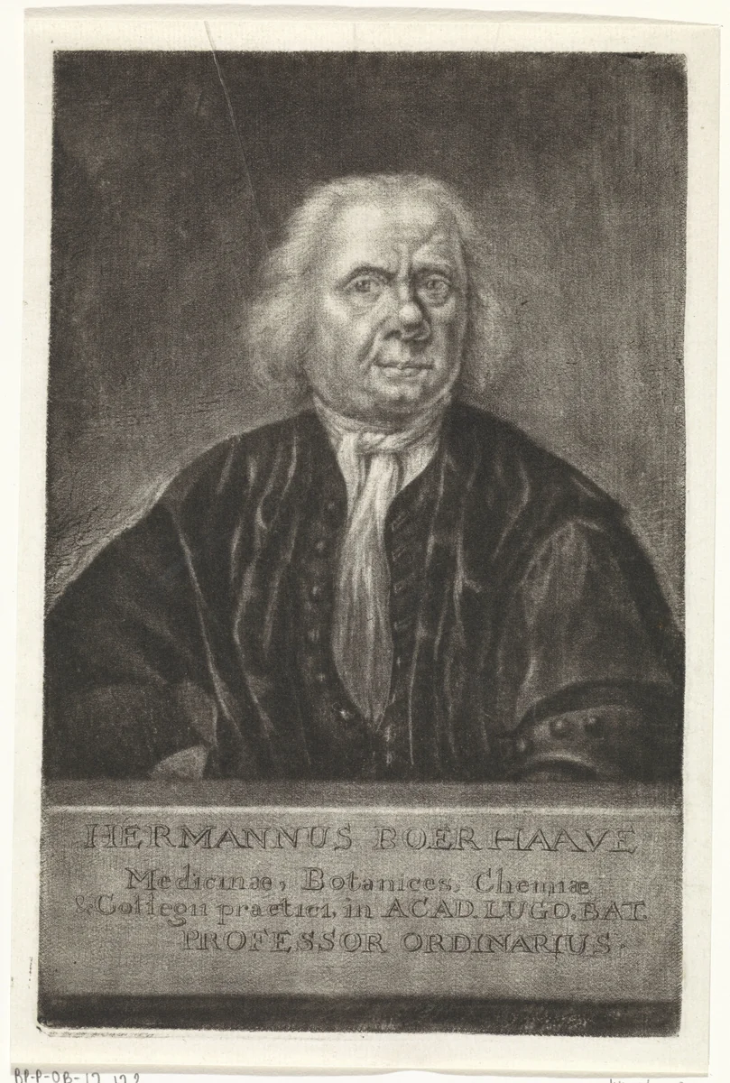 Portret van Hermanus Boerhaave by Johannes de Groot, print, 1722-1776