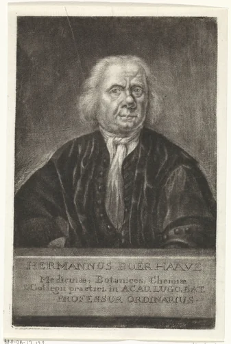 Portret van Hermanus Boerhaave by Johannes de Groot, print, 1722-1776