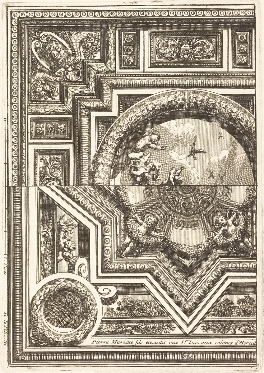 Quarts de plafons by Jean Lepautre, print, 1618-1682