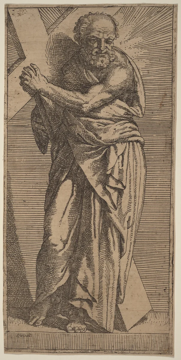 Saint Andrew by Bartolomeo Passarotti, print, 1529-1592