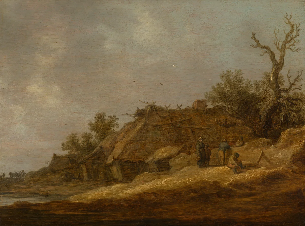 Dilapidated Farmhouse with Peasants by Jan van Goyen, painting, 1631